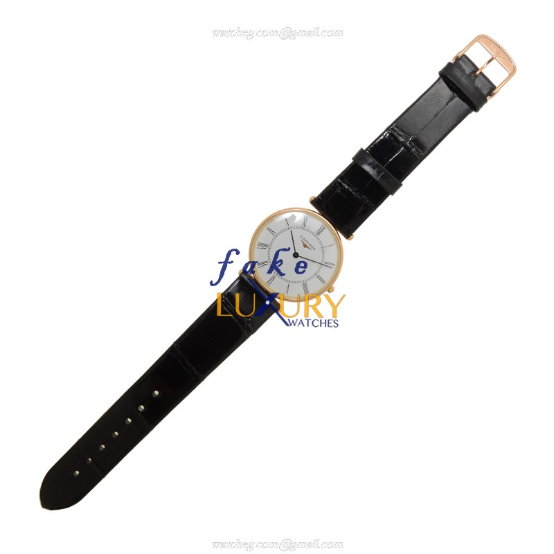 Longines L4.691.8.11.0 La Grande Replica Watch Quartz Movement 18kt Yellow Gold White Dial Black - Image 2