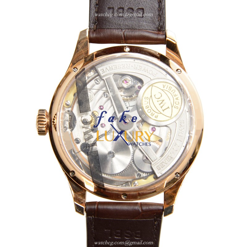 IWC IW503202 Portuguese Replica Watch Automatic 18kt Rose Gold Black Dial Brown Alligator Strap - Image 3