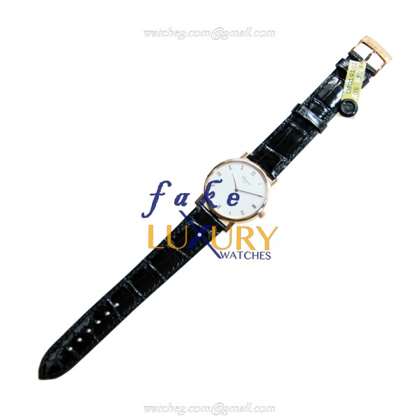 Chopard 163154-5001 CLASSIC Manual Wind 18kt Rose Gold - White Dial - Black Alligator Strap Replica - Image 2