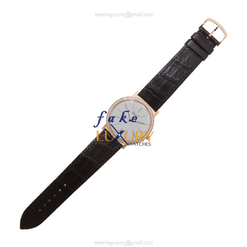 Piaget G0A36125 Altiplano Manual Wind 18kt Rose Gold White Dial Brown Alligator Strap Replica Watch - Image 2