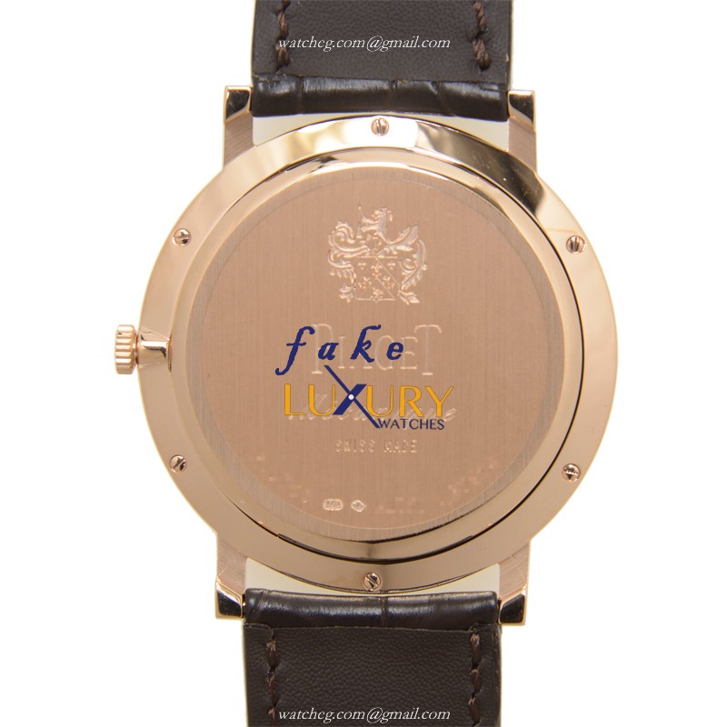 Piaget G0A36125 Altiplano Manual Wind 18kt Rose Gold White Dial Brown Alligator Strap Replica Watch - Image 3