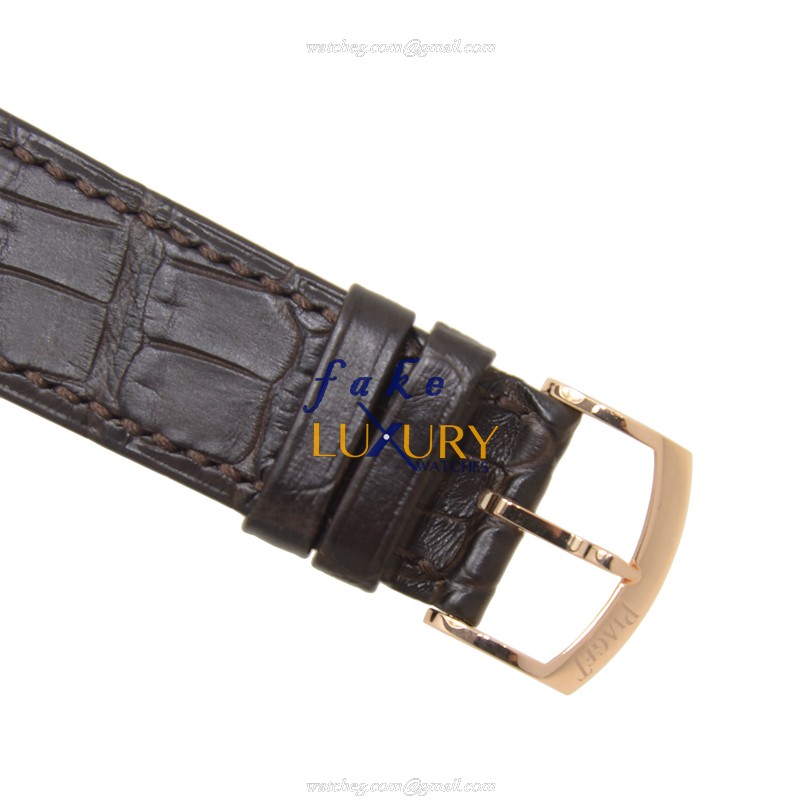 Piaget G0A36125 Altiplano Manual Wind 18kt Rose Gold White Dial Brown Alligator Strap Replica Watch - Image 4