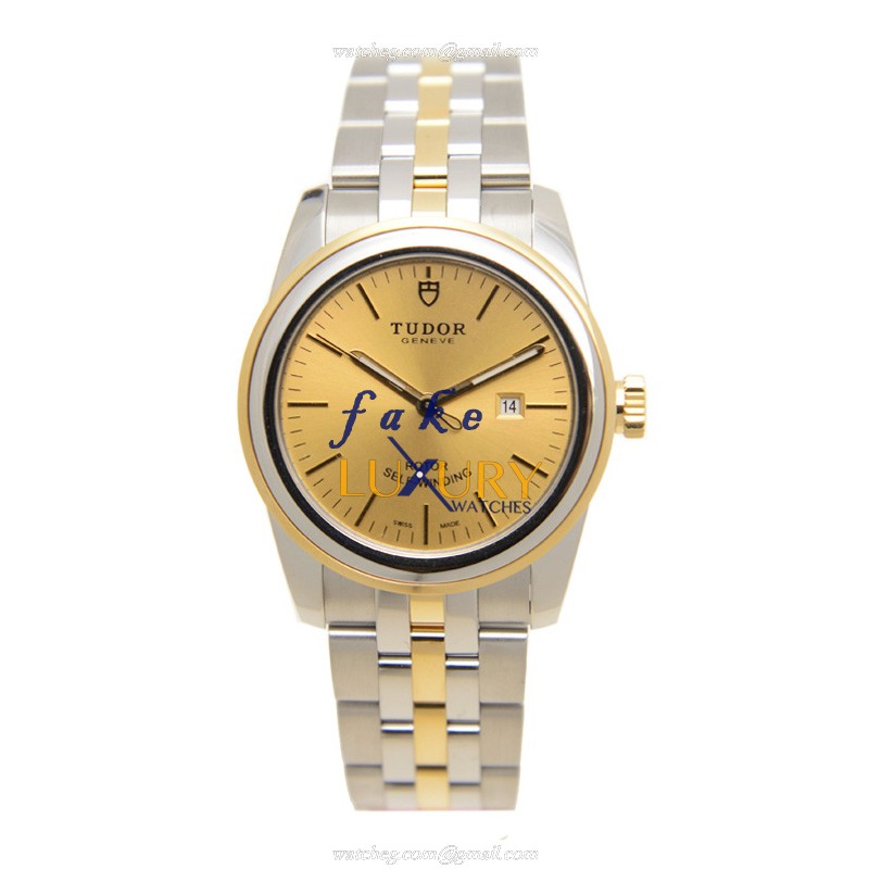Tudor 53003-68033-CH Glamour Date Replica Watch, Gold Dial, Automatic, 18kt Gold & Steel Case - Image 2