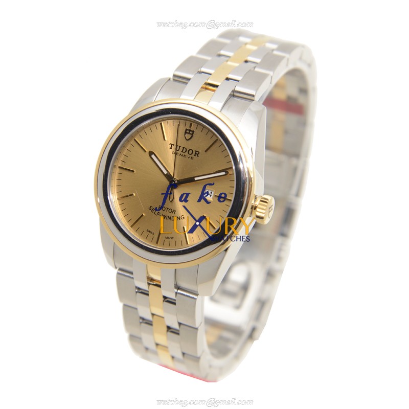 Tudor 53003-68033-CH Glamour Date Replica Watch, Gold Dial, Automatic, 18kt Gold & Steel Case - Image 3