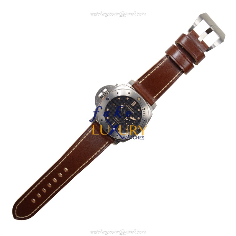 Brand Model Replica Watch PAM00569 Automatic Titanium Black Dial Brown Cowhide Strap Sapphire - Image 2