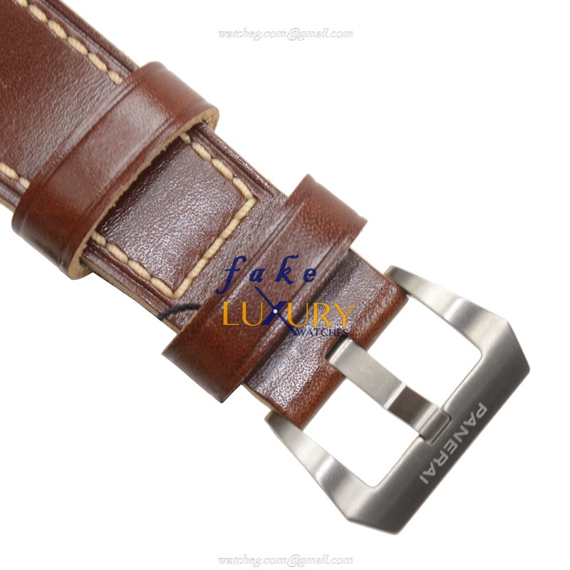 Brand Model Replica Watch PAM00569 Automatic Titanium Black Dial Brown Cowhide Strap Sapphire - Image 4