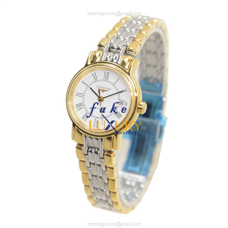 Longines L4.321.2.11.7 Replica Watch Automatic White Dial PVD Gold Case Silver Strap - Image 3