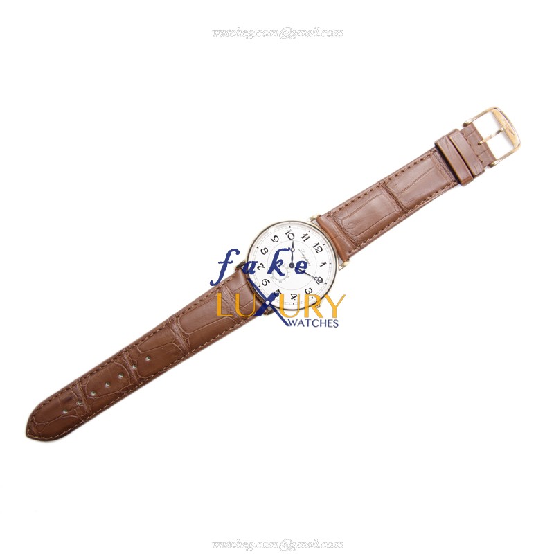 Longines L4.785.8.73.2 AUTO 18kt Rose Gold Replica Watch | White Dial | Brown Alligator Strap - Image 2