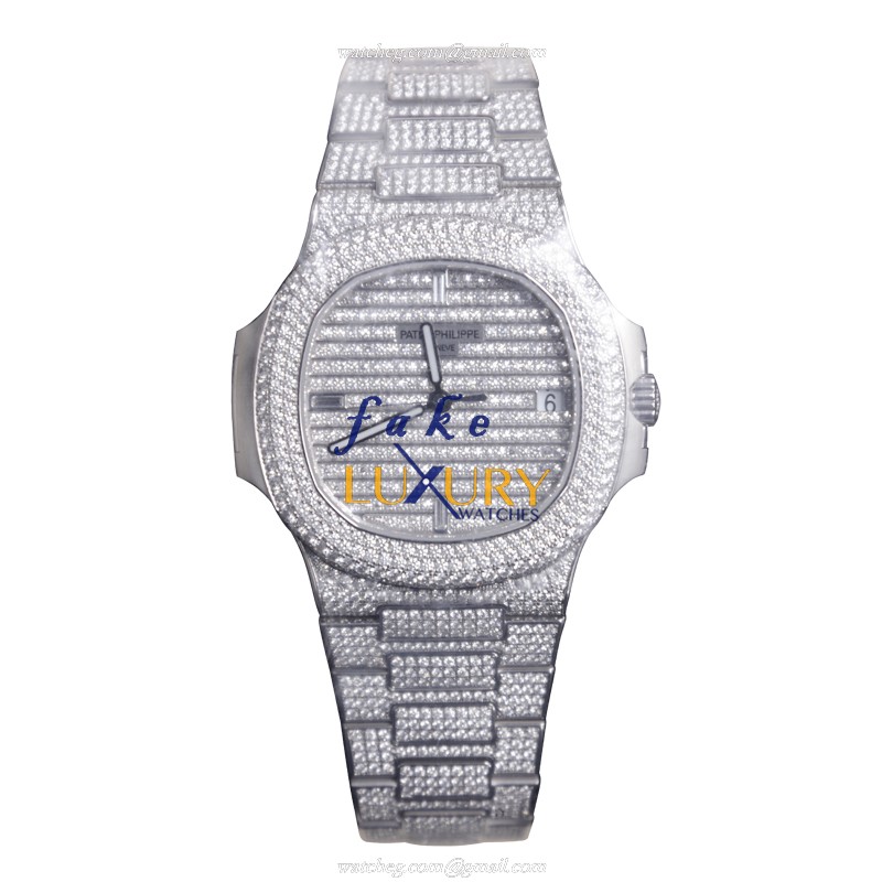 Patek Philippe Nautilus 5719/1G-001 Automatic 18kt White Gold Diamond Silver Dial Replica Watch - Image 2
