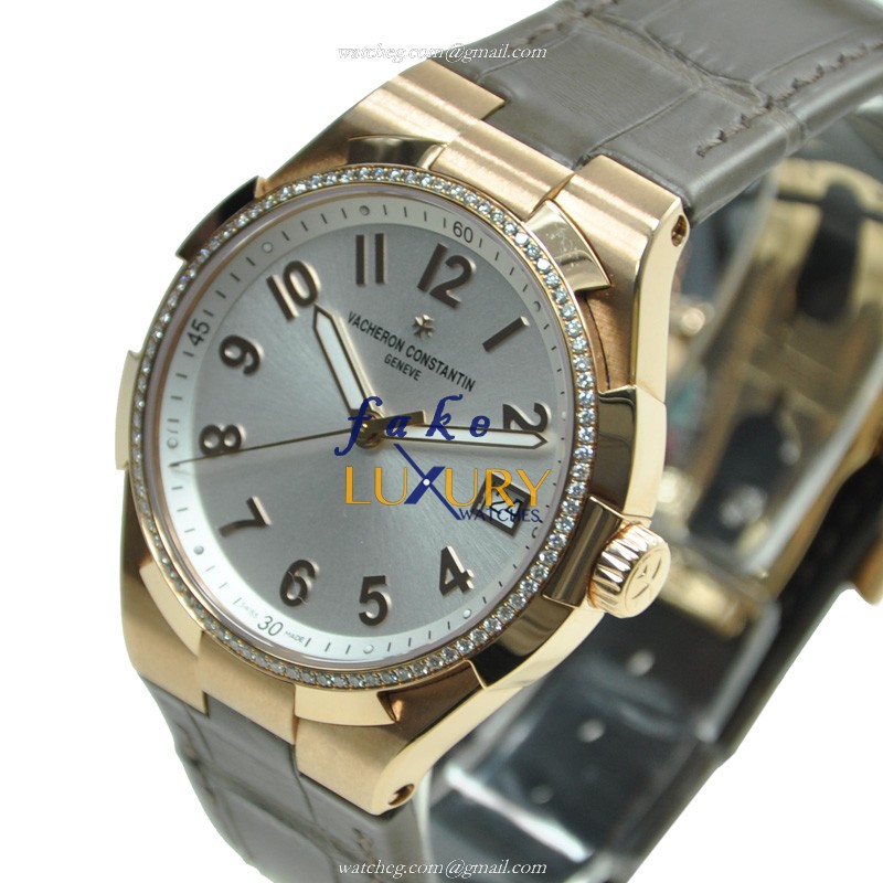 Vacheron Constantin 47560/000R-9672 Overseas Replica Watch With Rose Gold Case, White Dial, Brown - Image 3
