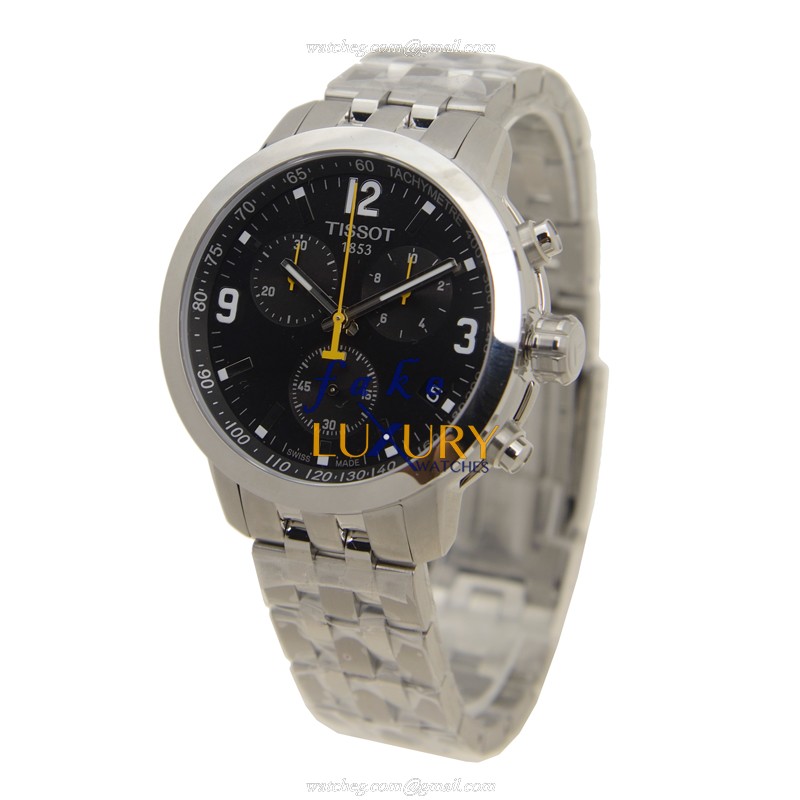 Tissot T055.417.11.057.00 | T-SPORT Quartz Stainless Steel Black Dial Silver Bracelet Replica Watch - Image 3