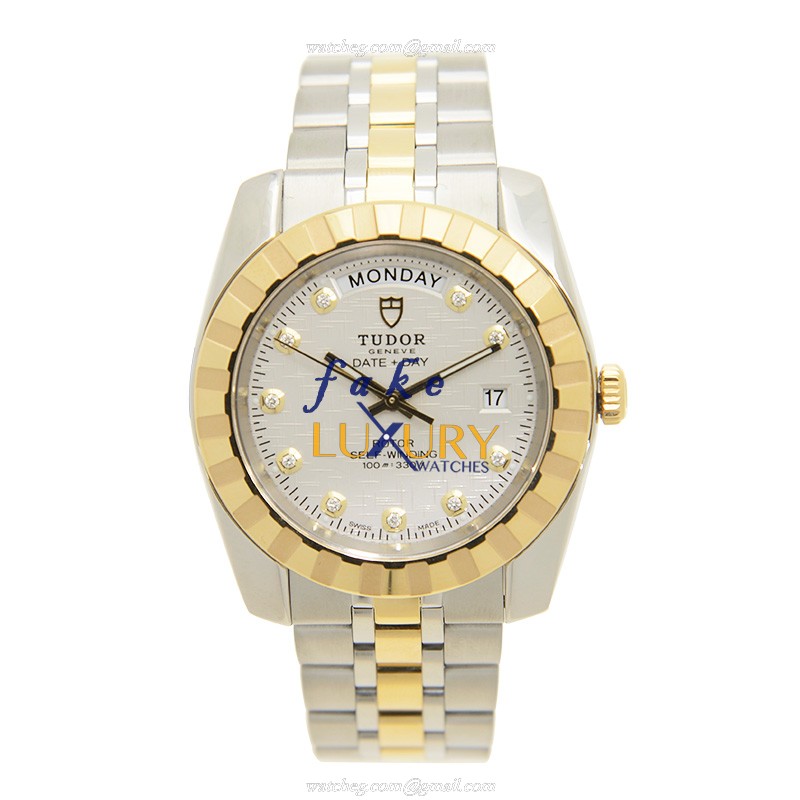 Tudor 23013-62113-10DI-WTCL CLASSIQUE Automatic 18kt Gold & Steel Silver Dial Replica Watch - Image 2