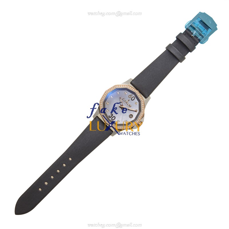 Corum 082.101.29-F149 PK10 Admirals Cup Automatic 18kt Rose & Diamond Gray Dial Leather Replica - Image 2