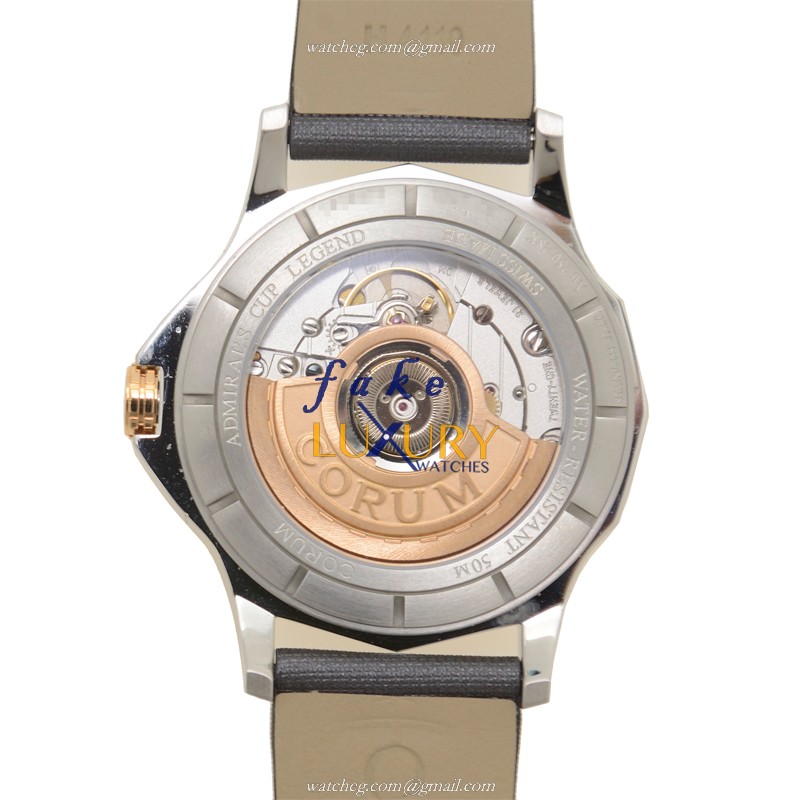 Corum 082.101.29-F149 PK10 Admirals Cup Automatic 18kt Rose & Diamond Gray Dial Leather Replica - Image 3