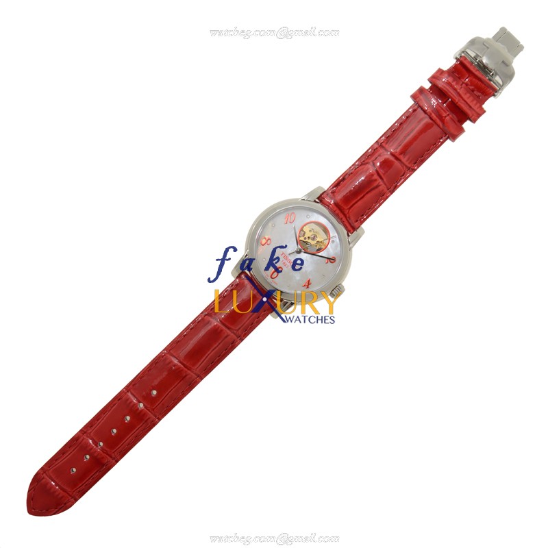 T050.207.16.116.03 - Tissot T-Classic Replica Watch Automatic Silver Dial Red Leather Strap - Image 2