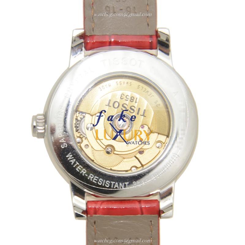 T050.207.16.116.03 - Tissot T-Classic Replica Watch Automatic Silver Dial Red Leather Strap - Image 3