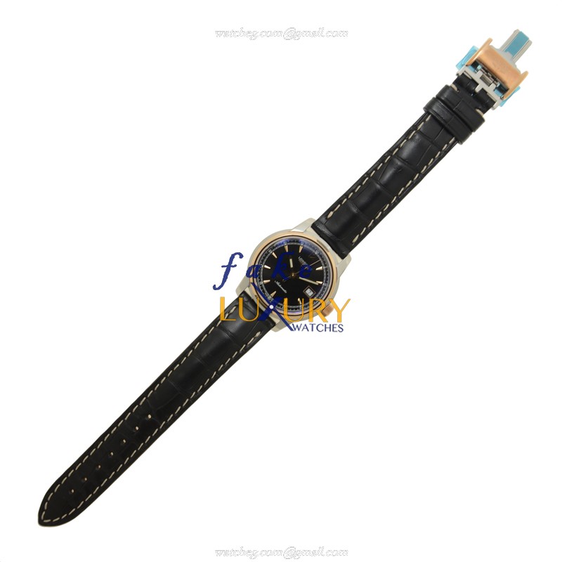 Longines L2.563.5.59.3 Saint Imier Automatic 18kt Rose Gold Steel Black Dial Alligator Strap - Image 2