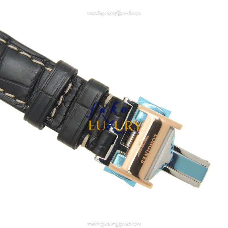 Longines L2.563.5.59.3 Saint Imier Automatic 18kt Rose Gold Steel Black Dial Alligator Strap - Image 4