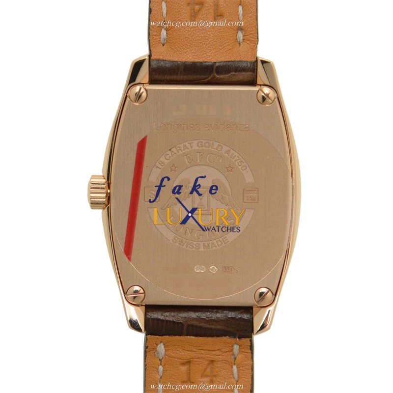 Longines L2.155.8.71.2 Quartz 18kt Rose Gold Replica Watch, Beige Dial, Brown Alligator Strap - Image 3