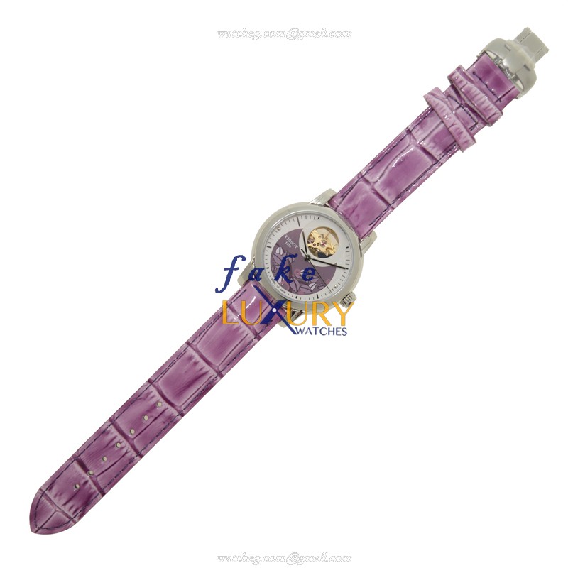 Tissot T050.207.16.031.00 Lady Heart Replica Watch, Automatic Movement, White Dial, Purple Leather - Image 2