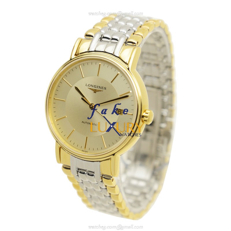 L4.921.2.42.7 - Longines PRESENCE Replica Watch Automatic PVD Gold Gold Dial Silver Strap - Image 3