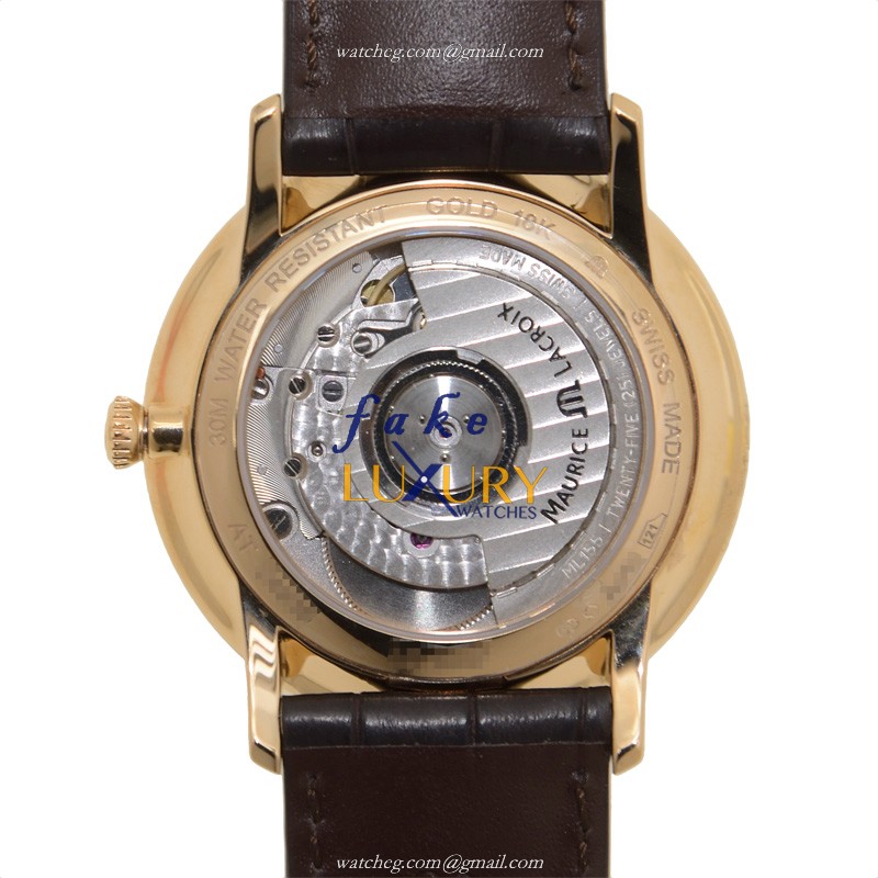 Maurice Lacroix LC6007-PG101-110 Replica Watch Automatic Movement 18kt Rose Gold Case White Dial - Image 3