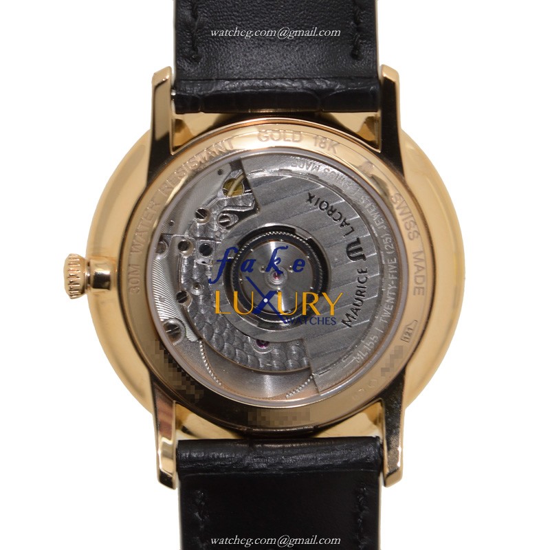 Maurice Lacroix LC6007-PG101-330 Les Classiques 18kt Rose Gold Automatic Black Dial Replica Watch - Image 3