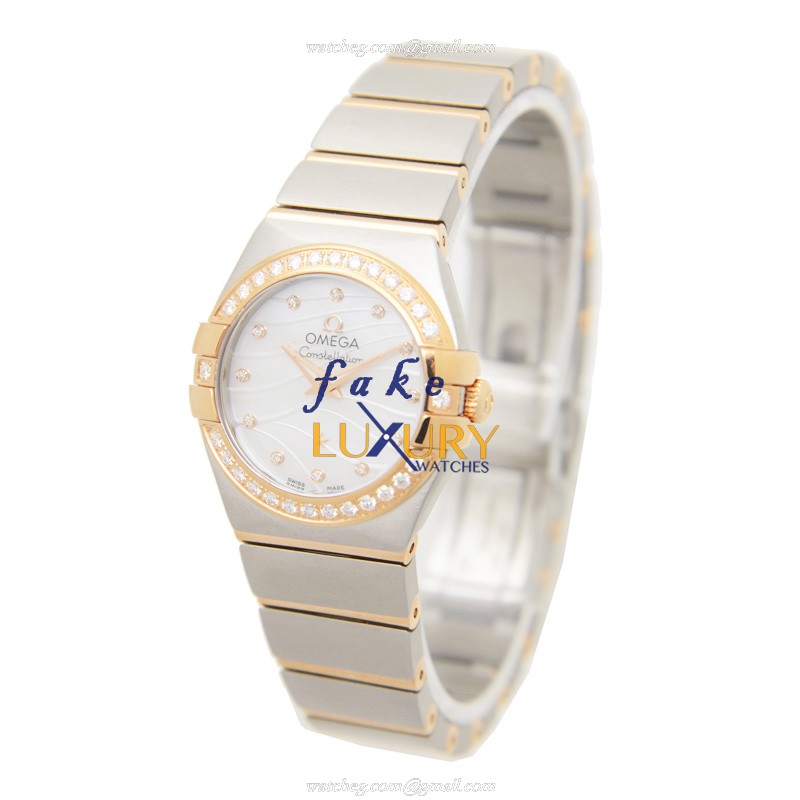 Omega Constellation 123.25.24.60.55.012 Replica Watch, Quartz, White Dial, 18kt Rose Gold & - Image 3