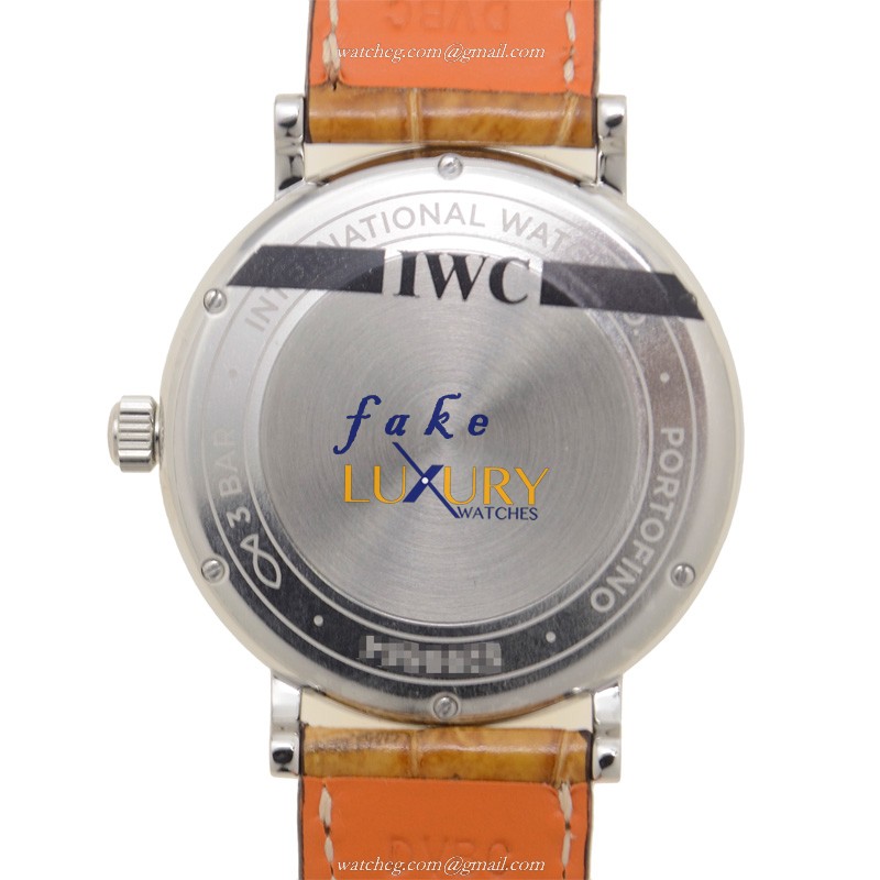 IWC IW458101 Portofino Replica Watch With Automatic Movement, Silver Dial, Brown Alligator Strap - Image 3