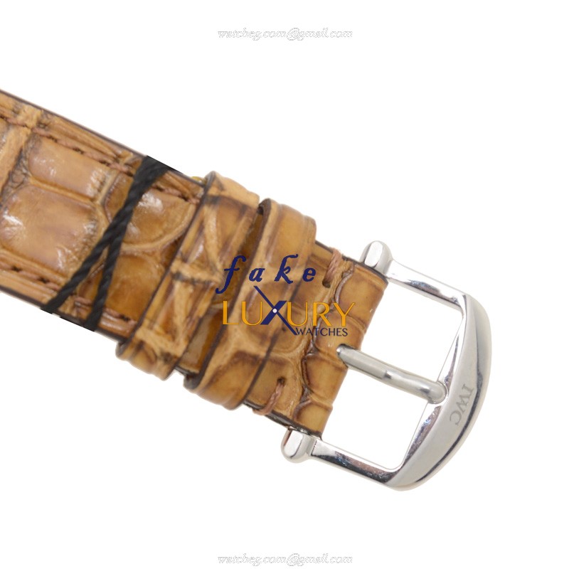 IWC IW458101 Portofino Replica Watch With Automatic Movement, Silver Dial, Brown Alligator Strap - Image 4