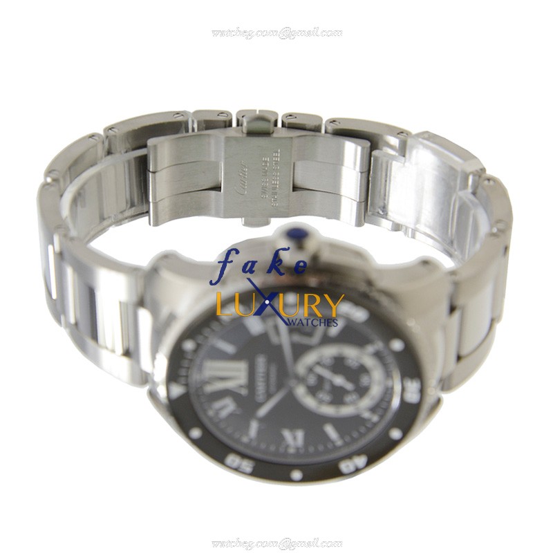 Cartier W7100057 CALIBRE DE CARTIER Automatic Black Dial Silver Steel Case Replica Watch - Image 3