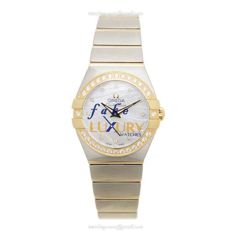 Omega Constellation 123.25.24.60.55.011 - Replica Watch - Quartz - 18kt Gold Diamond Steel - White - Image 2