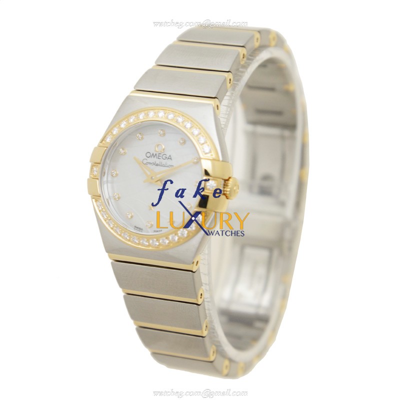 Omega Constellation 123.25.24.60.55.011 - Replica Watch - Quartz - 18kt Gold Diamond Steel - White - Image 3