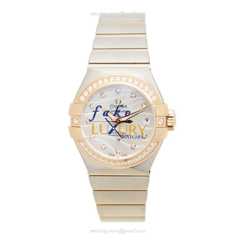 Omega 123.25.27.20.55.005 Constellation Replica Watch, Automatic, White Mother of Pearl Dial, 18kt - Image 2