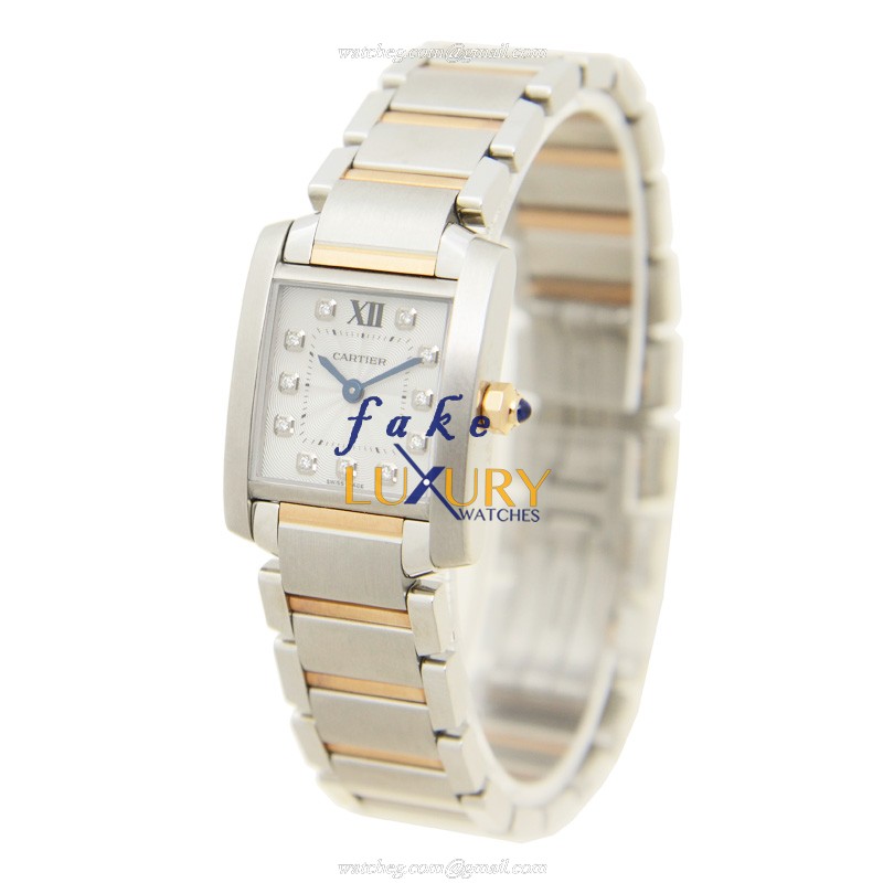 Cartier WE110004 TANK Quartz Steel Case Replica Watch - 20.25mm Dial Silver & White Sapphire - Image 3
