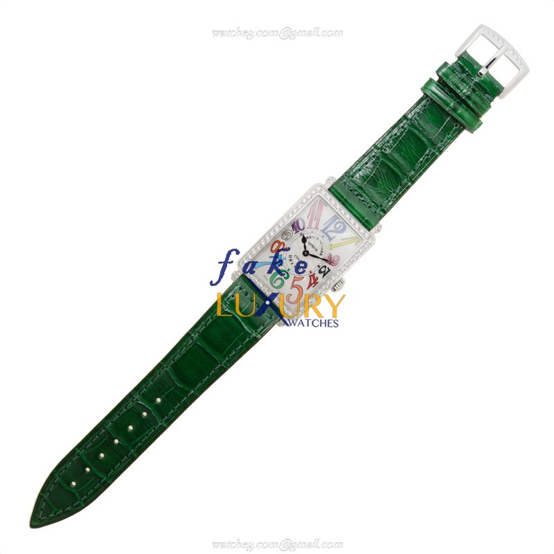 Franck Muller 952QZCOLDRMD1ROG Quartz Replica Watch - Silver Dial - Green Alligator Strap - Long - Image 2