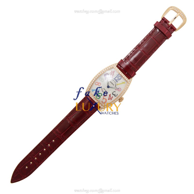 2852 QZ COL DRM D 1R 5N - Franck Muller Cintree Curvex Replica Watch - Quartz - Silver Dial Red - Image 2
