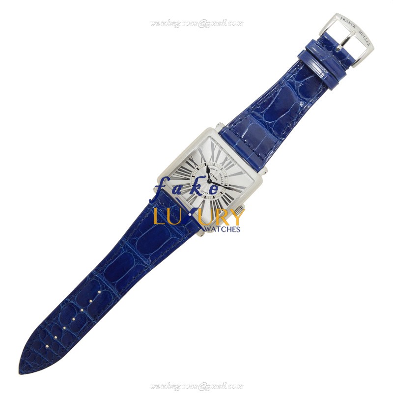 Franck Muller 6002 H QZ REL R AC Master Square Quartz Replica Watch Blue Alligator Strap - Image 2