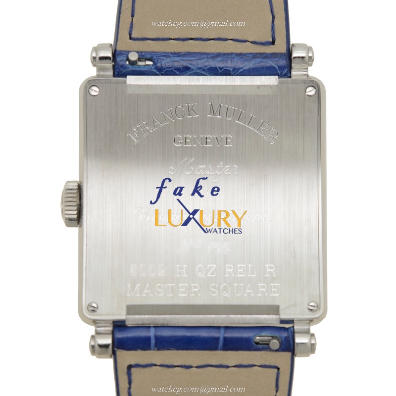 Franck Muller 6002 H QZ REL R AC Master Square Quartz Replica Watch Blue Alligator Strap - Image 3