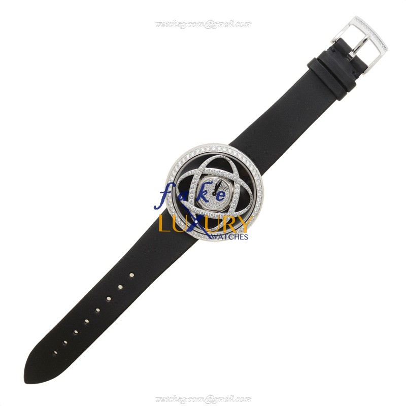 Piaget G0A35156 Limelight Quartz 18kt White Gold Diamond Black Dial Silk Strap Replica Watch - Image 2