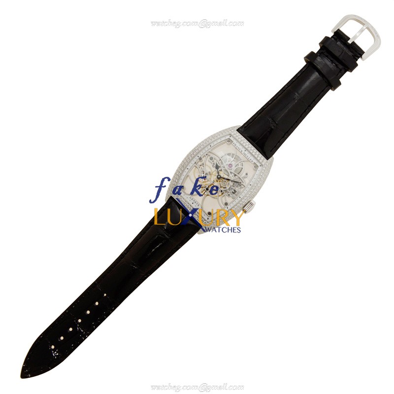 Franck Muller 8880 B S6 SQT D OG Replica Watch, Manual Wind, Transparent Skull Dial, 18kt White - Image 2