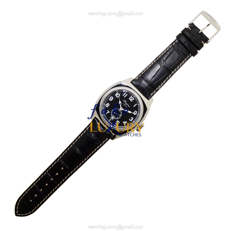 Longines L2.794.4.53.2 HERITAGE AUTO Stainless Steel | Black Dial Alligator Strap | Replica Watch - Image 2
