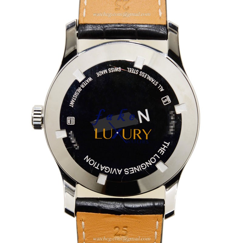 Longines L2.831.4.53.2 Heritage Replica Watch - Automatic - Stainless Steel Case - Black Alligator - Image 3