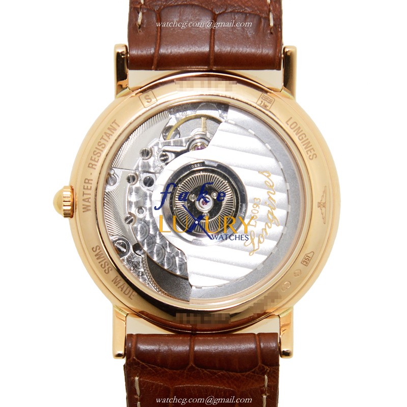 Longines Heritage L4.767.8.73.2 Replica Watch, 18kt Rose Gold Case, White Dial, Alligator Strap - Image 3