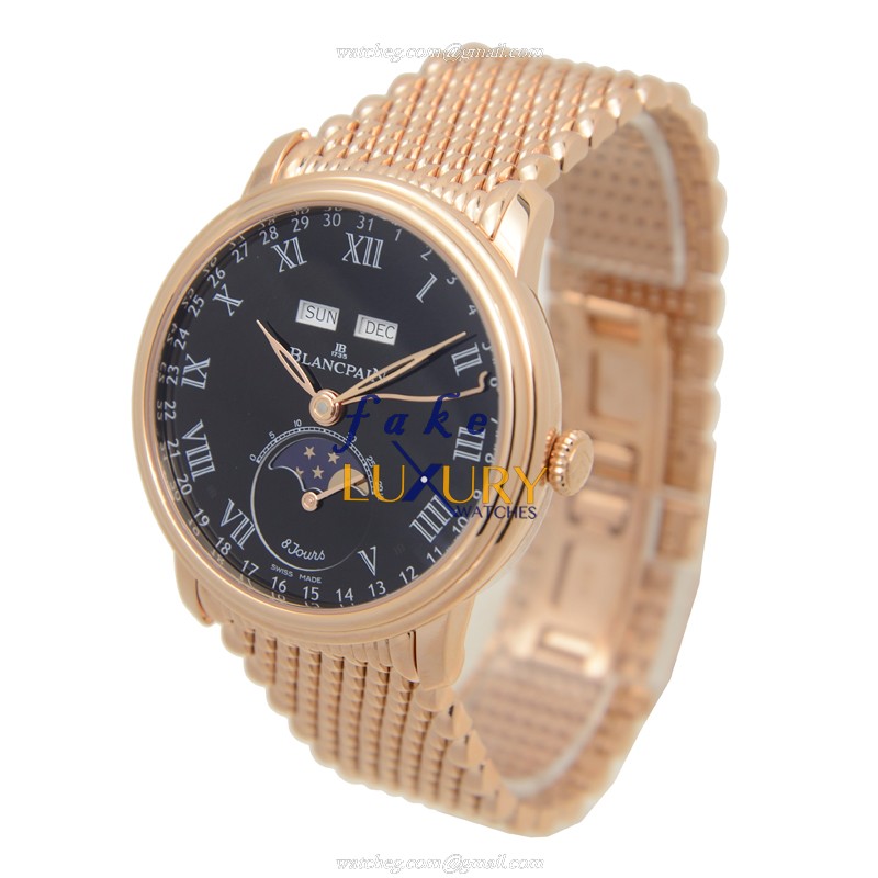 Blancpain Villeret 6639-3637-MMB Automatic 18kt Rose Gold Black Dial Replica Watch - Image 3
