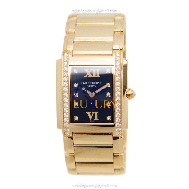 Patek Philippe 4910-11R-012 Replica Watch, Quartz, Blue Dial, 18kt Rose Gold Case & Diamonds, Gold - Image 2
