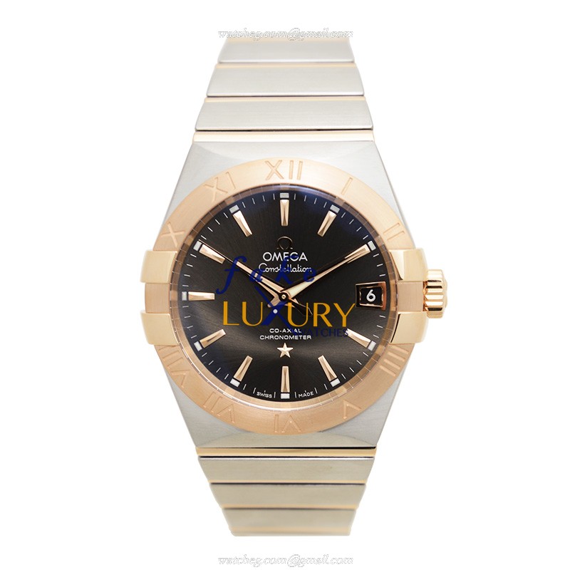 Omega 123.20.38.21.06.002 Replica Watch - Automatic 18kt Rose Gold & Steel Case - Gray Dial - Image 2