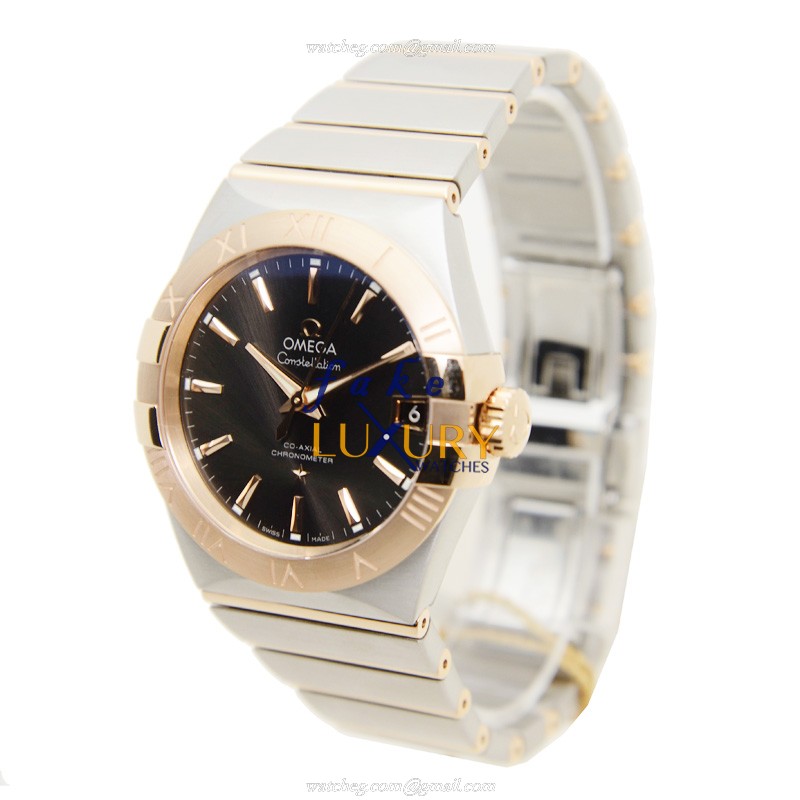Omega 123.20.38.21.06.002 Replica Watch - Automatic 18kt Rose Gold & Steel Case - Gray Dial - Image 3