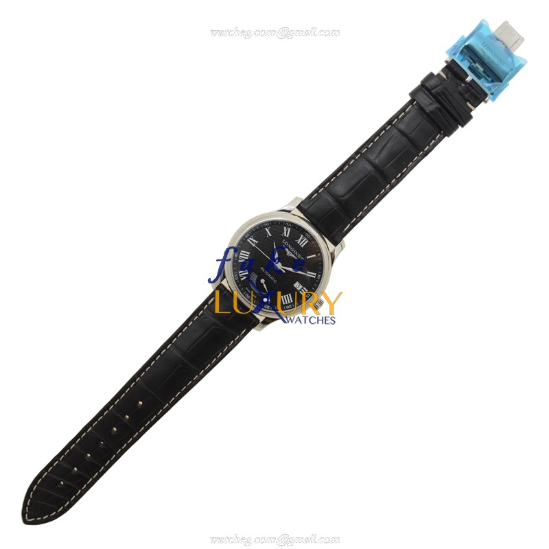 Longines L2.708.4.51.7 Master Automatic Stainless Steel Black Dial Black Alligator Strap Replica - Image 2