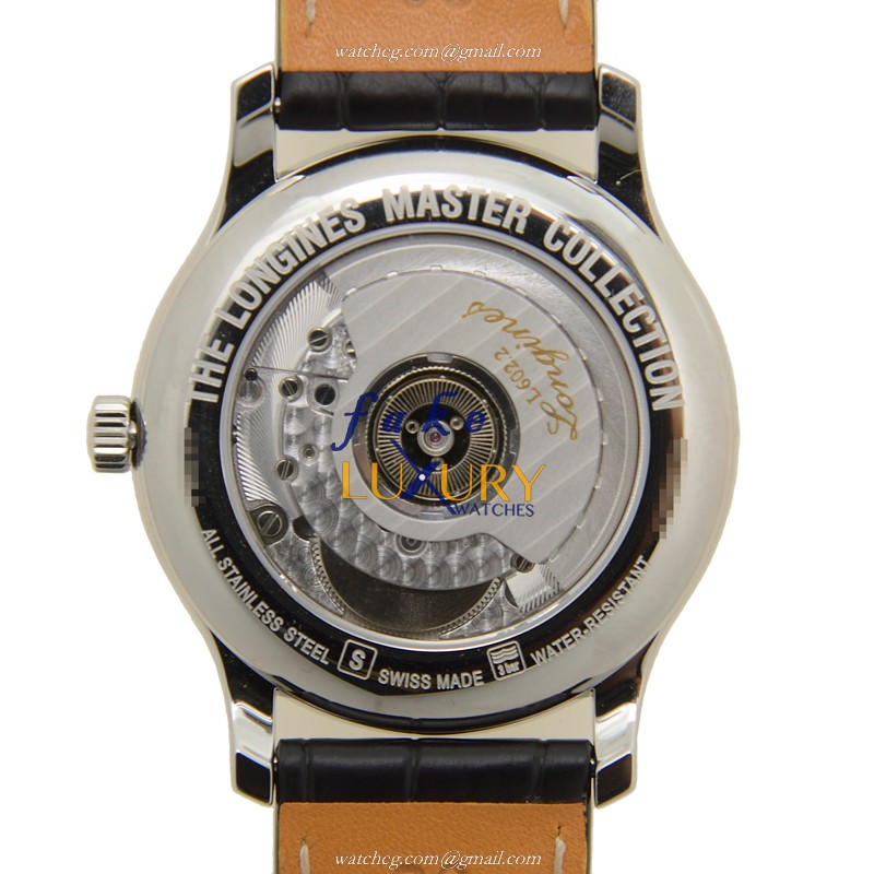 Longines L2.708.4.51.7 Master Automatic Stainless Steel Black Dial Black Alligator Strap Replica - Image 3